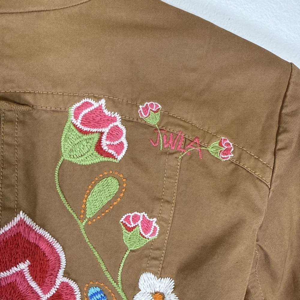 Johnny Was JW Los Angeles Tan Embroidered Western Cut Jacket Womens Sz Medium - Picture 8 of 13